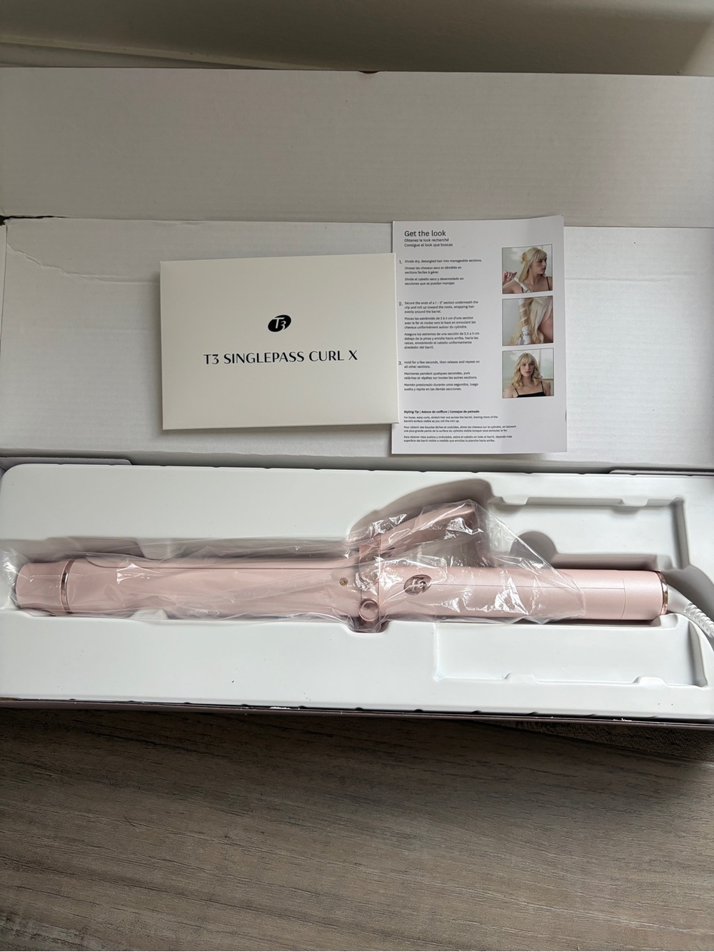 T3 SinglePass Curl X - Pink Styling Wand 1 1/4” size